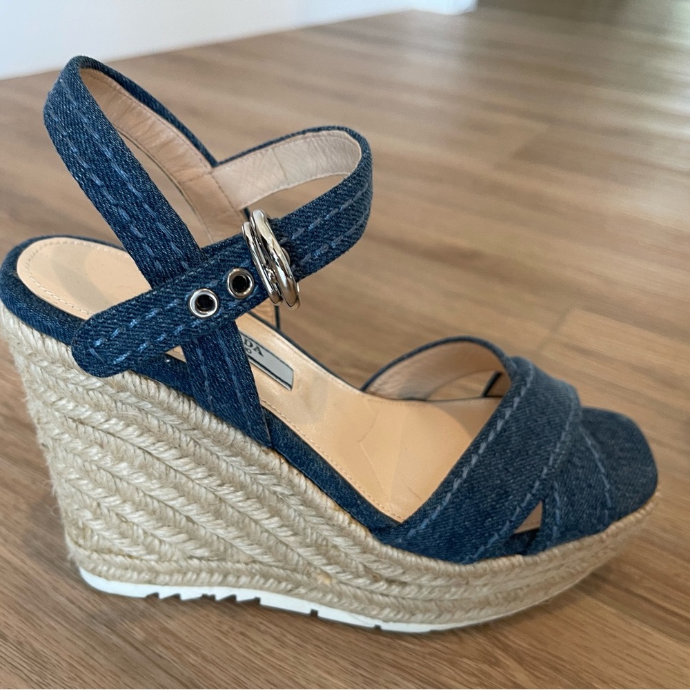 Prada Denim Espadrille wedge